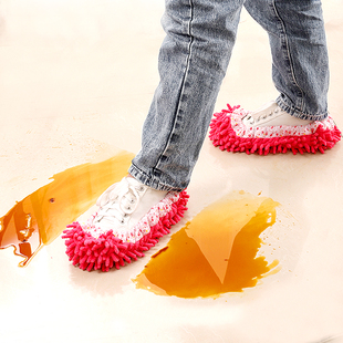 Household Removable and Washable Internet-famous Lazy Slip-on Mop Shoe Cover Chenille Floor Removable and Washable Sweeping Rag Foot Drag Full