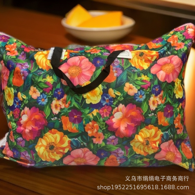 New Large Capacity Flower Cartoon Storage Bag Cute Bear 5D Printed Travel Quilt Clothing Seasonal Storage