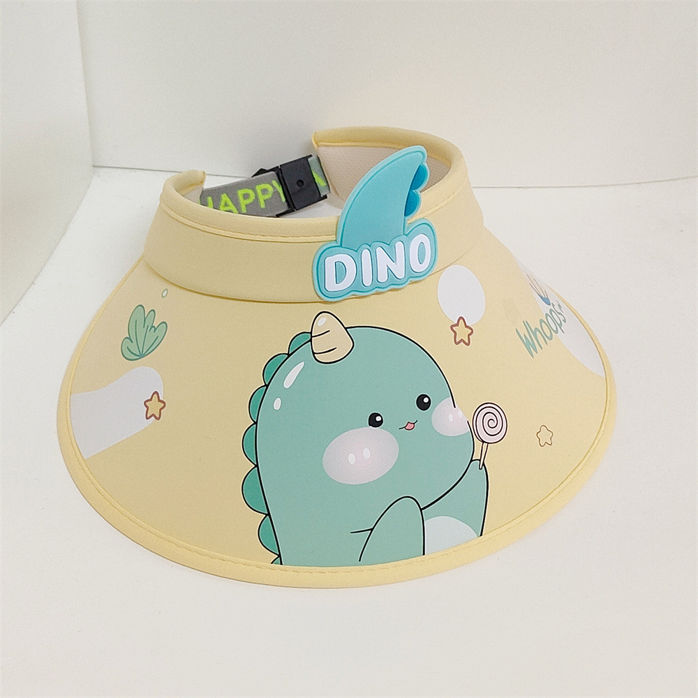 Niños de verano dibujos animados dinosaurio sombrilla exterior protección solar grandes aleros lindo sombrero de techo vacío protección UV sombrero de sol