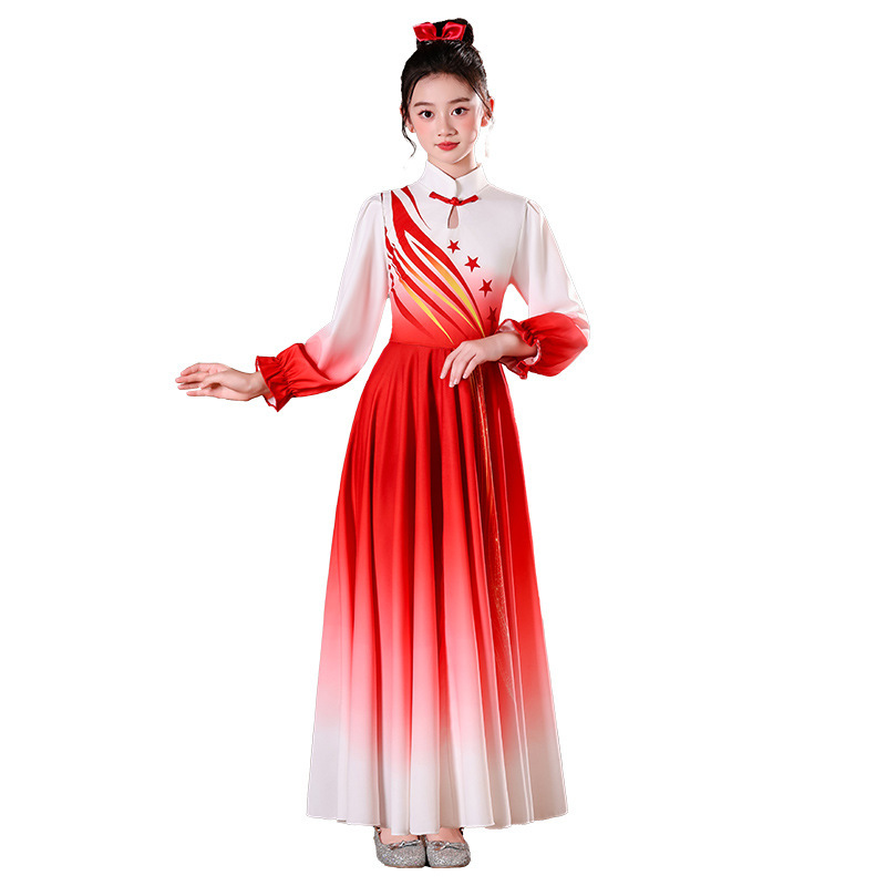 大合唱演出服男童中山装儿童钢琴演奏运动会礼服女童公主裙中国风|undefined