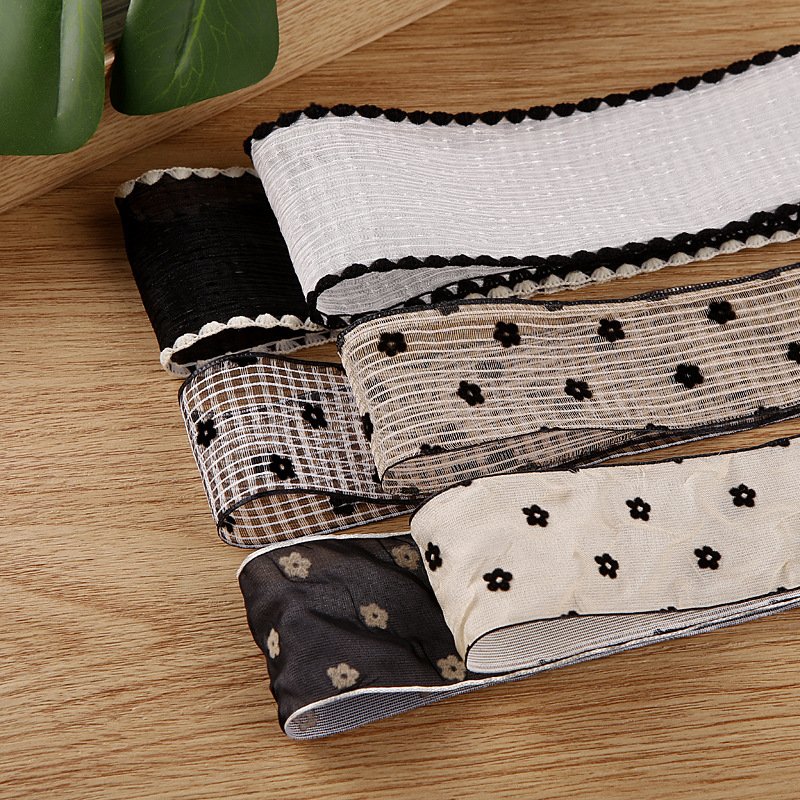 Korean printed edge ribbon DIY handmade bow hair accessories material clothing accessories gift flower packaging ribbon
