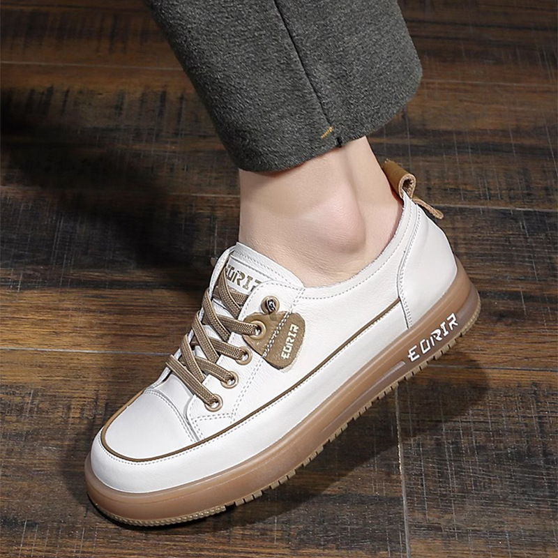 Genuine Leather elastic band loafers slip-on flat white shoes for women 2024 spring new versatile casual sneaker