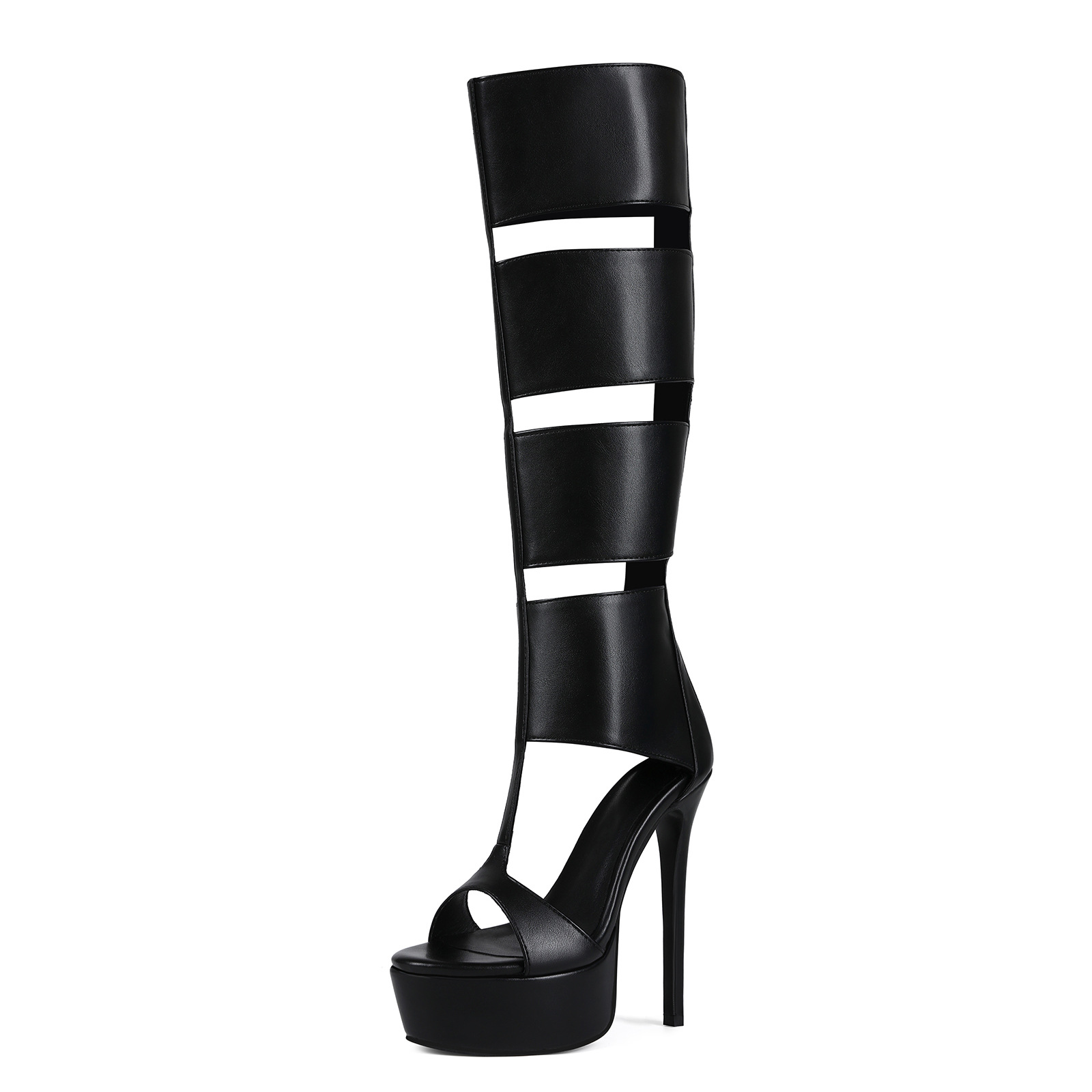 欧美外贸跨境万圣节音乐节时装辣妹水台细高跟大码女长凉靴boots