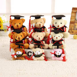 宝拉学士毕业季毛绒公仔坐姿带帽博士熊玩具礼物厂家批发