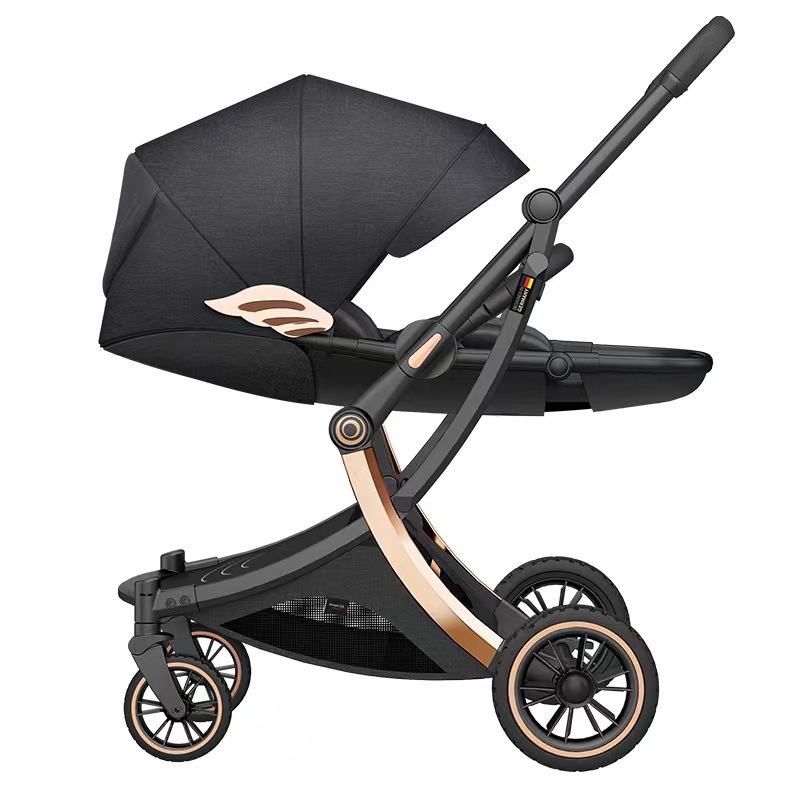 Cross-Border Clearance Price Eggshell-Shaped Stroller with Backrest and Spine Protection, High-View Baby Stroller, Foldable Lightweight Baby Stroller