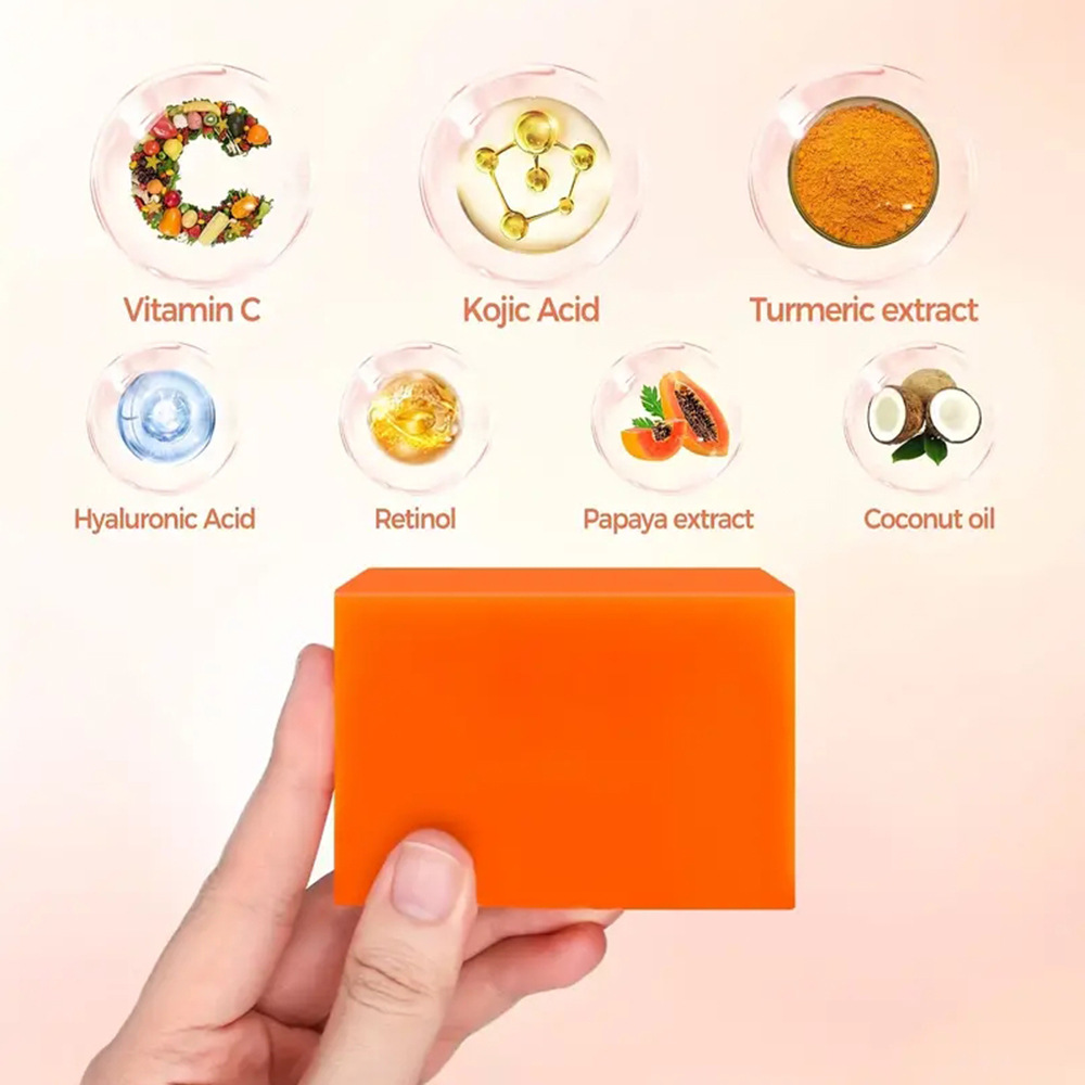 跨境外貿kojic acid soap檸檬曲酸皂木瓜手工皂薑黃肥皂沐浴香皂