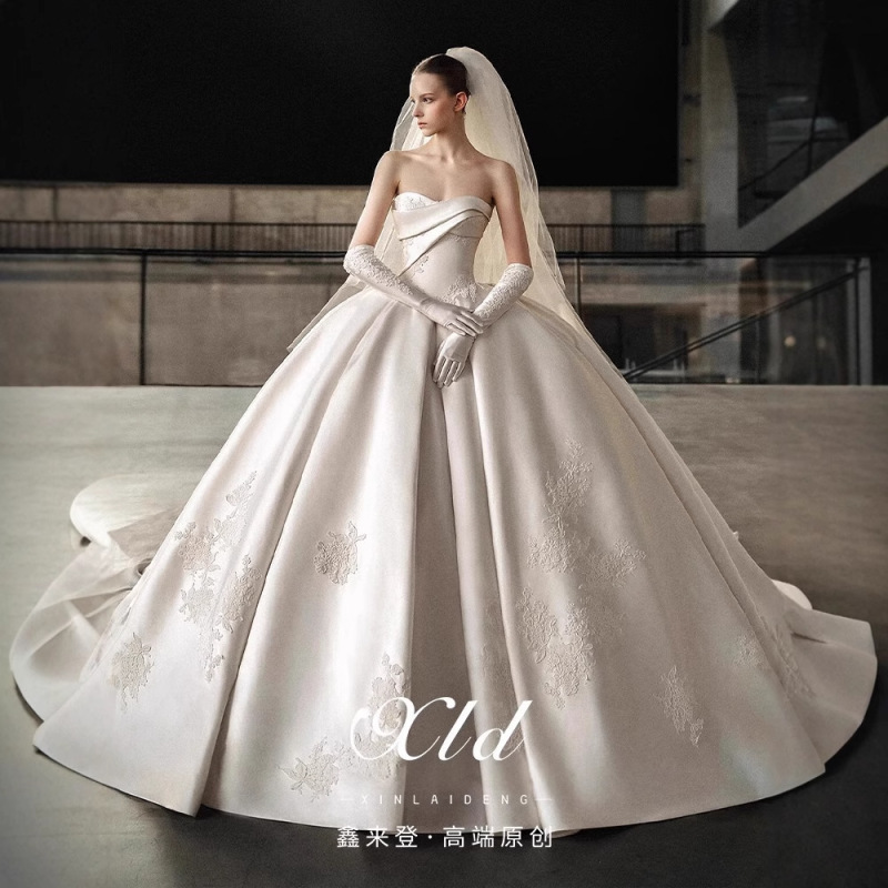 "Klein" Satin Strapless Wedding Dress Bride 2025 New High-grade Texture Main Yarn Small Summer Strapless