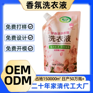 贴牌洗衣液500g留香持久家用香氛护色洁净袋装花香除螨洗衣液定制
