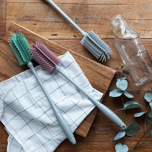 Silicone cleaning brush, cup brush, long handle thermos cup brush, glass cup brush, bottle and wine cup cleaning brush, bottle brush
