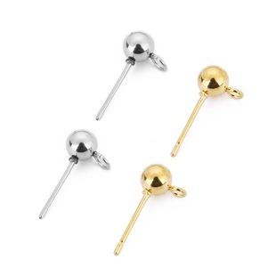 Spot Wholesale 316 Ear Needles Stainless Steel Ball Earrings Welded Car Rings DIY Round Bead Earrings Earrings with Hanging Rings