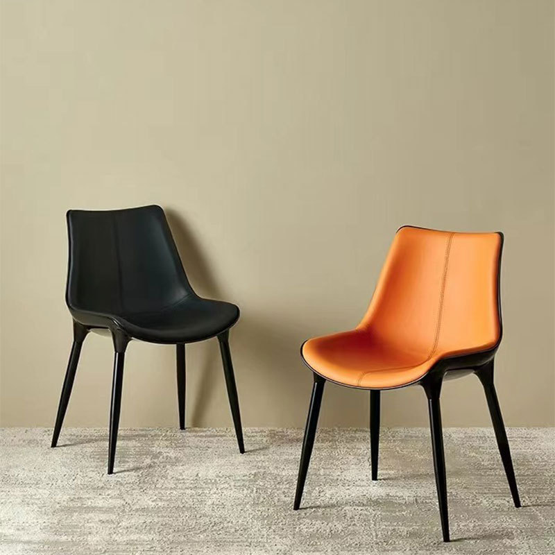 First-Layer Cowhide High-End Modern Designer Home High-End Restaurant Chair Light Luxury Leather Dining Chair Italian Normcore