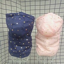 狗狗衣服天羽带帽烫金马甲爱宠两脚服装秋冬季服饰粉色蓝色