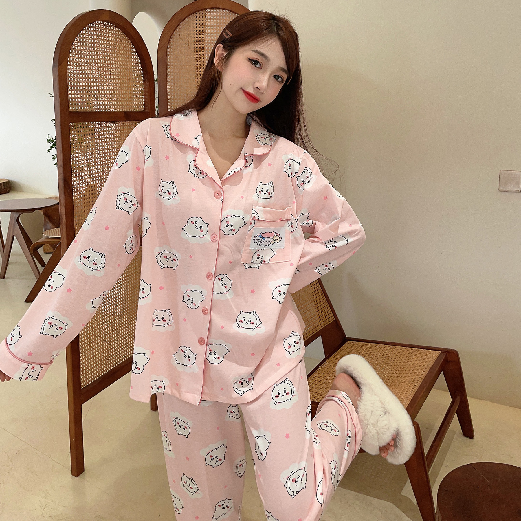 [긴팔바지] 814 핑크지이