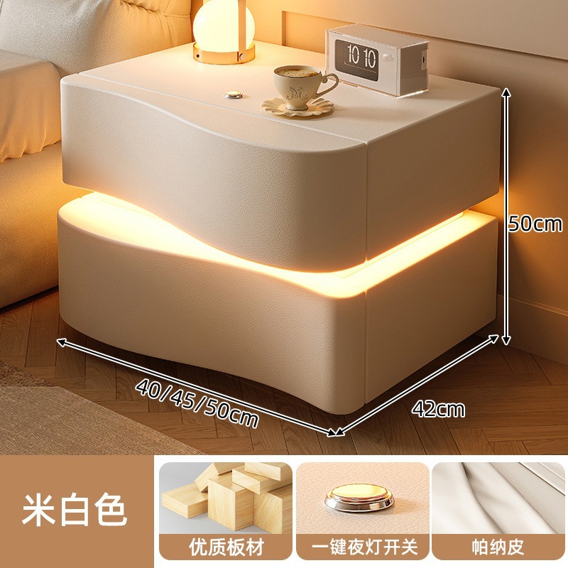 Mesita de noche de madera maciza de estilo crema, dormitorio doméstico moderno y simple, estante de gabinete de almacenamiento pequeño, creativo 2023 nuevo