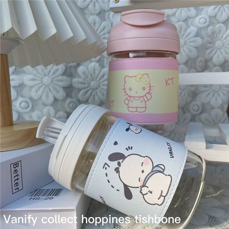 PACHA DOG GLASS WATER CUP INS 고온 폭발 방지 간단한 틈새 귀여운 인터넷 연예인 뜨거운 학생 한국식 워터 컵