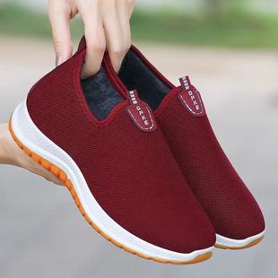 Spring old Beijing cloth shoes middle-aged and elderly walking shoes women's wear-resistant tendon sole slip-on lightweight mesh single shoes