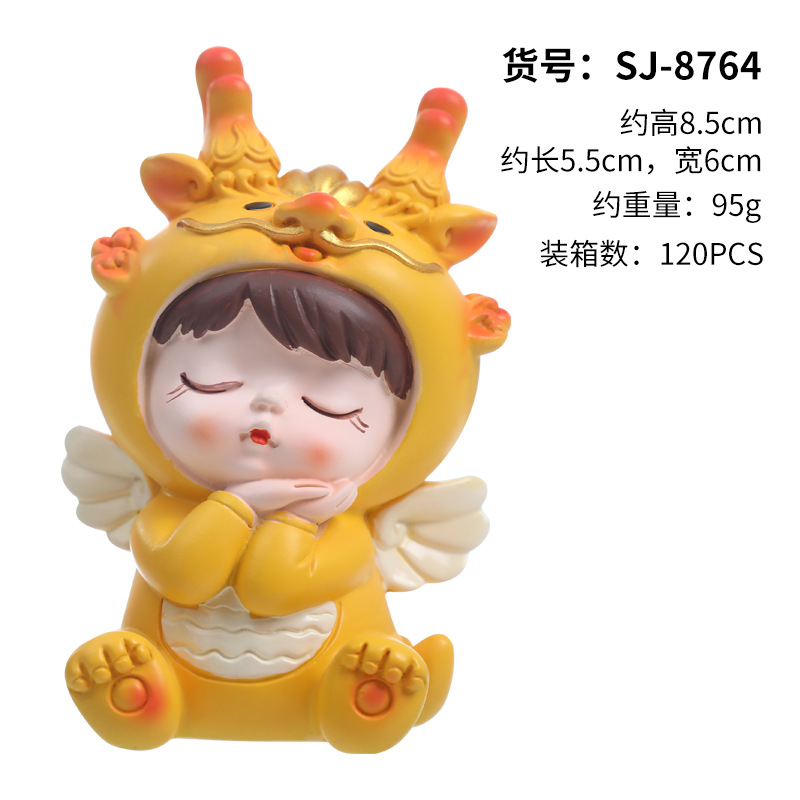 2024 año nuevo dragón bebé lindo decoración dragón año ciego caja año nuevo festivo resina coche decoración lindo dragón año regalo