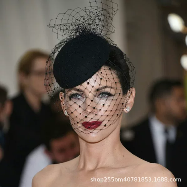 Amazon Black Veil Top Hat Vintage Evening Headpiece Cocktail Party Headwear Hat Versatile Stage