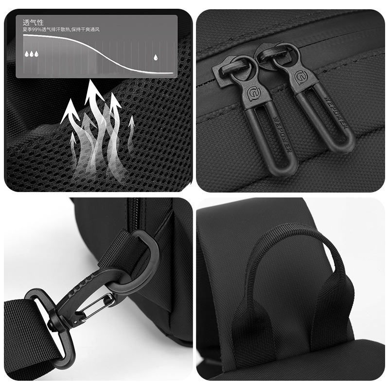 WEPOWER bolso de pecho simple para hombres, bolso de hombro para hombres, bolso de pecho, bolso deportivo, bolso de nylon impermeable.