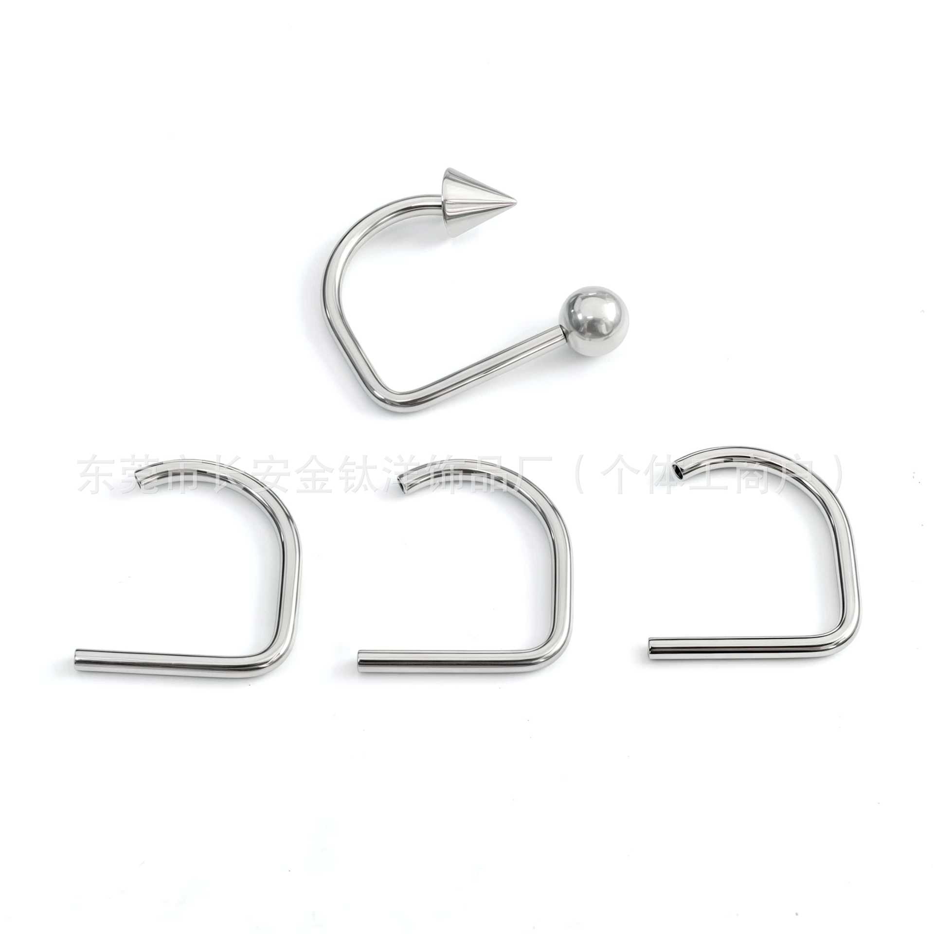 F136 Titanium D-Ring Internally Threaded Lip Ring Nose Ring Earring G23 Titanium Alloy Body Piercing Jewelry detail image 5
