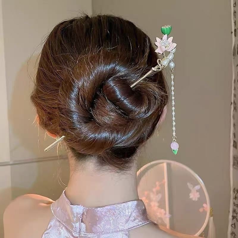 汉服旗袍配饰古风发簪女新中式流苏步摇发钗头饰后脑勺盘发簪子