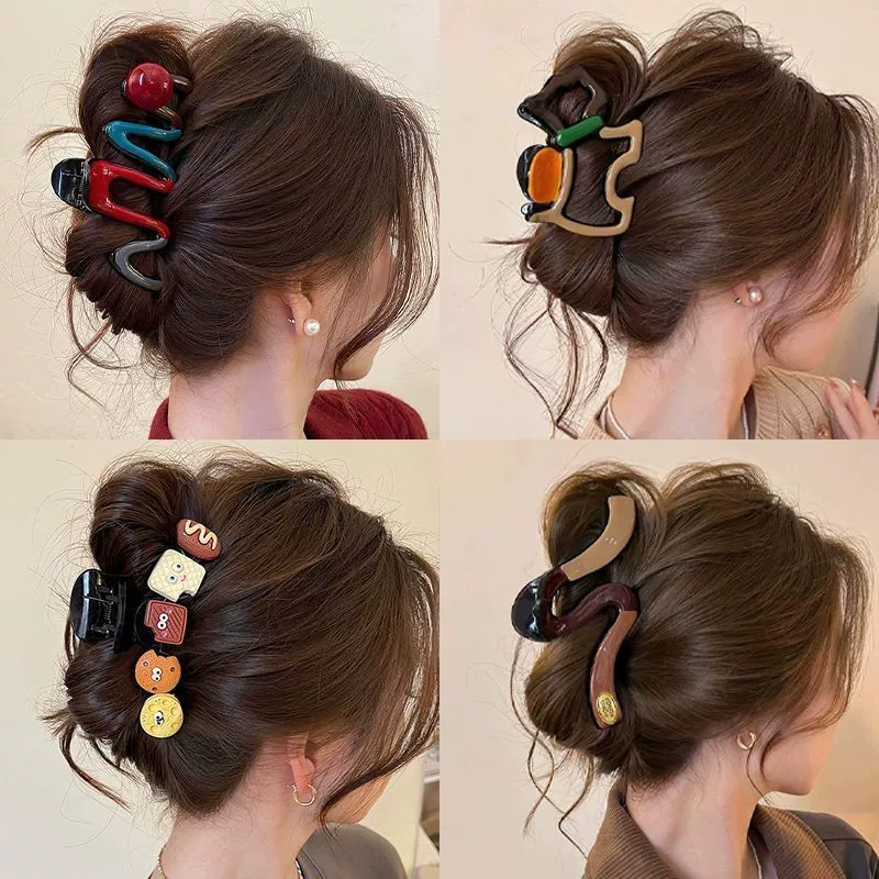 Большая волнистая заколка-краб с акулой, зажим для волос, аксессуар для волос, французский стиль, простой и элегантный дизайн, стиль высокого качества, новая коллекция