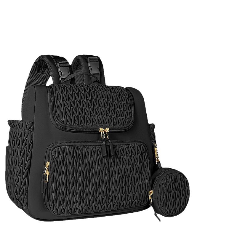Nueva bolsa de pañales mochila multifuncional bolsa de pañales de quilting con almohadilla de pañales caja de tetas y cinturón de cochecito de bebé