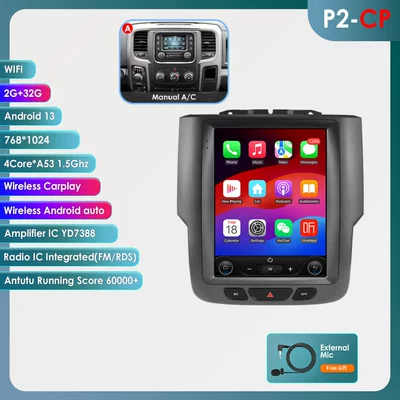Suitable for Dodge Ram1500 Ram 13-18 Android Large-Screen Central Control Car Navigation Vertical Screen Gps All-In-One Machine (DVD Navigation) - model-a-wifi-version-quad-core-232g-carplay-97inch-suitable-for-13-18-dodge-rams