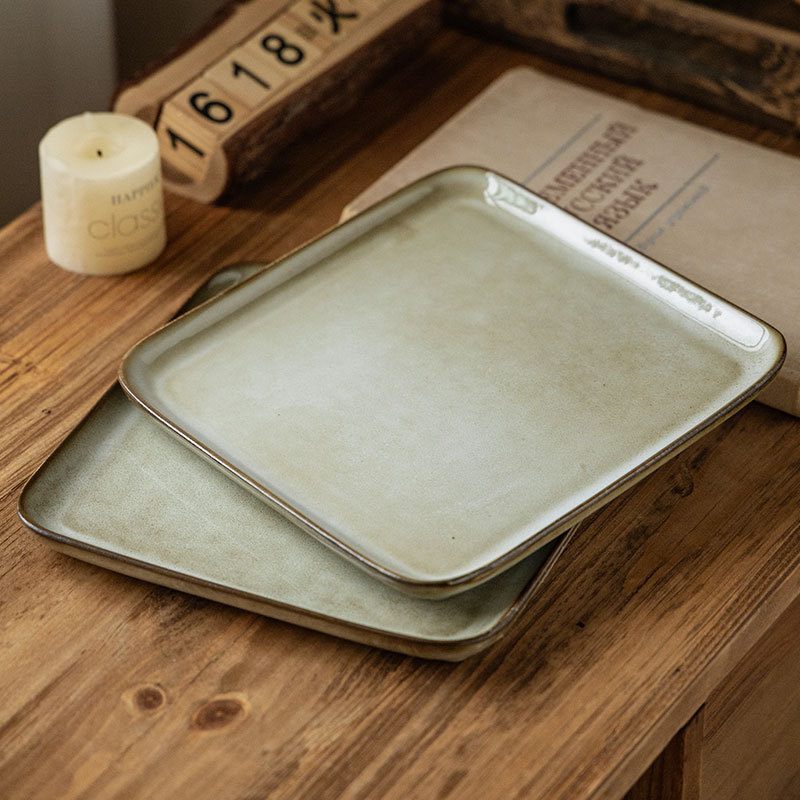 horno de viento retro placas cuadradas de cerámica platos de platos japoneses placas caseras placas cuadradas al por mayor placas cuadradas bandejas de ensalada