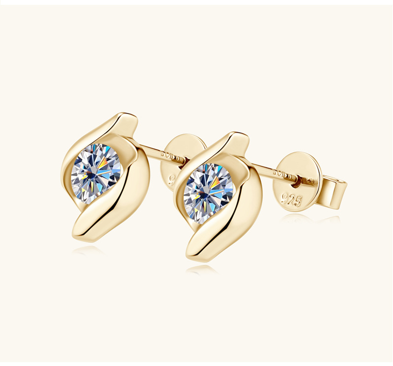 Ear Studs Classification 1 Pair Quantity 1 Pair 925 Sterling Silver Moissanite Geometric Ear Studs