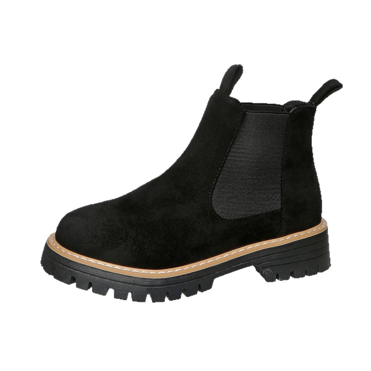 Zapatos de algodón de mujer procesamiento personalizado calentamiento de mujer cabeza redonda de moda botas Chelsea botas de suela gruesa versátiles botas Martin