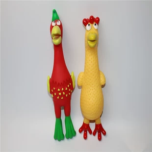 Игрушка-курица с рогами из ПВХ для собак со звуком