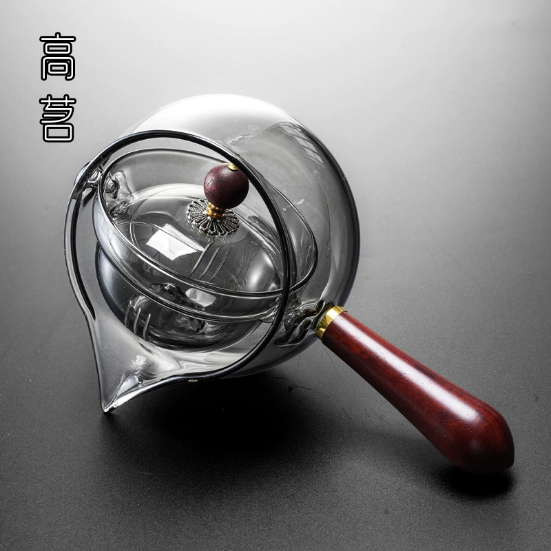 Чайник с боковой ручкой, стеклянный, устойчивый к высоким температурам, бытовой чайник для заваривания чая, вращающийся горшок для отдыха, маленький зеленый мандарин, специальный заварник, чайный набор кунг-фу