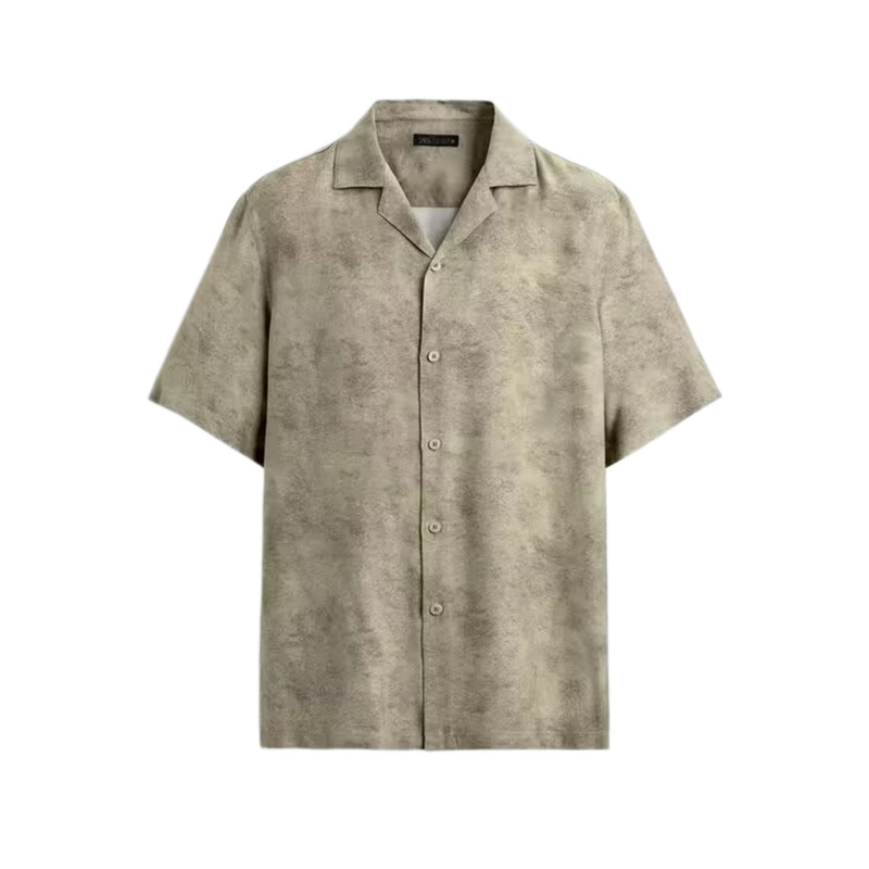 Pb&Za New Summer Men's Single-Breasted Bowling Shirt Collar Short-Sleeved Loose-Fitting Shirt 4423209
