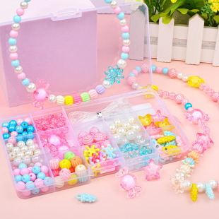 Cross-border beaded diy material bag children's necklace bracelet with beads for girls handmade baby girls educational toys