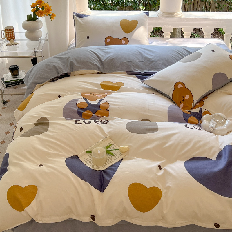 Winter Bed Sheet And Duvet Cover Set Cartoon Pattern 4 Piece_voghion.com