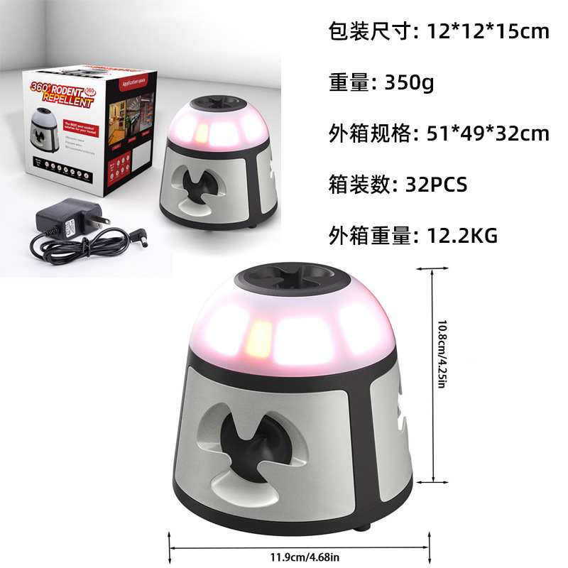 El nuevo repelente de animales de 360 grados de Amazon, repelente de ratones flash LED inteligente, repelente de ratones ultrasónico enchufable image 8