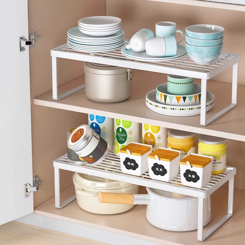 Kitchen Cabinet Shelf Organizer Rack, Multi-Size Desktop & Cabinet Storage