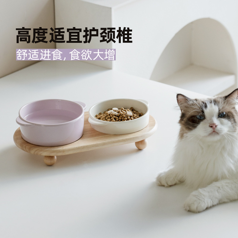 Cerámica cervical protector cuello para perros, cuenco para gatos, cuenco para gatos, cuenco para perros, cuenco para mascotas, cuenco para bebidas, cuenco doble con soporte de cuenco
