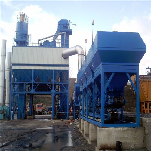 青岛LB750固定式沥青混合料搅拌站自动配料机卧式水泥仓移动型
