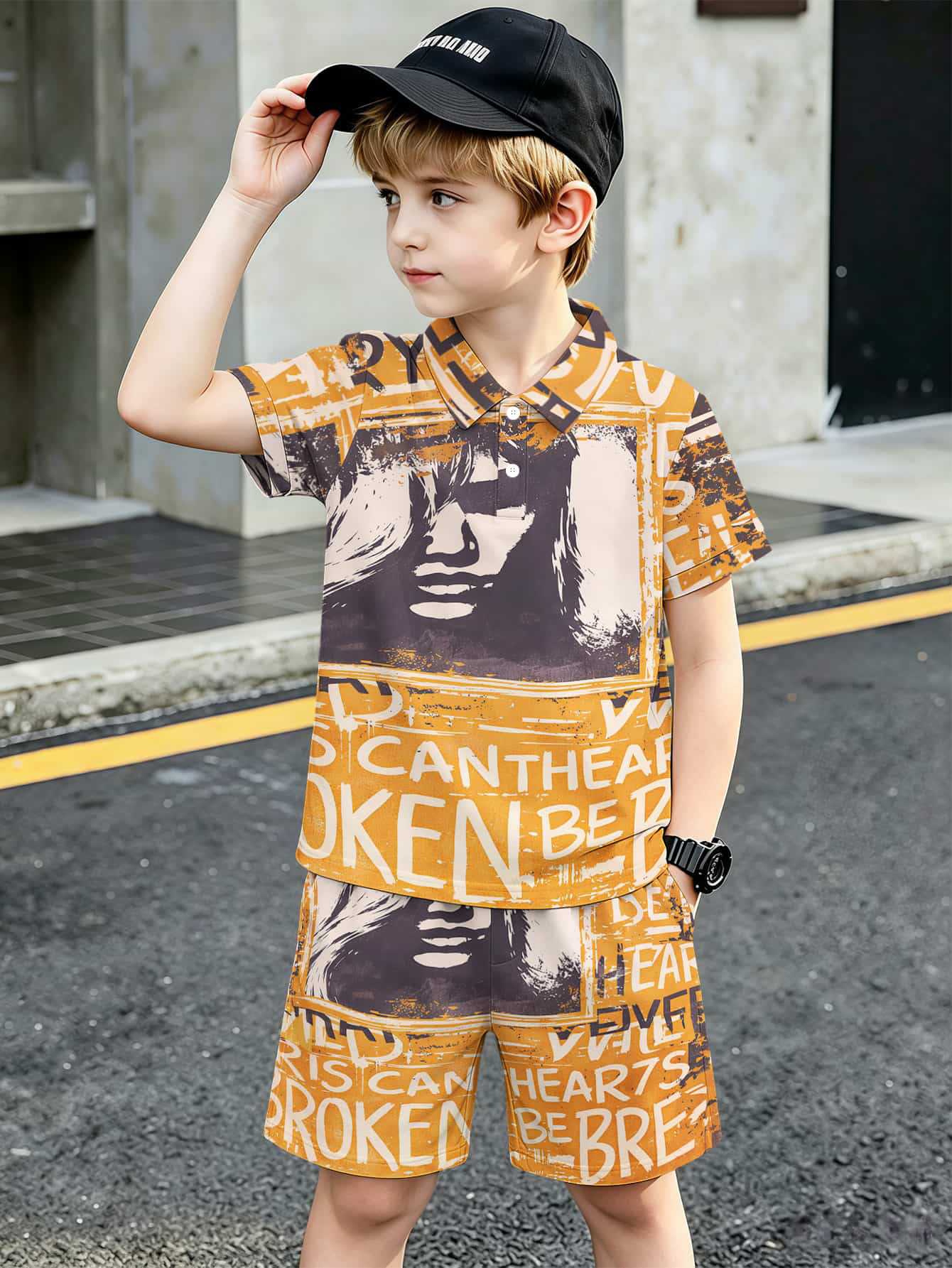 Ensemble polo et short style ethnique pour garçon européen_voghion.com