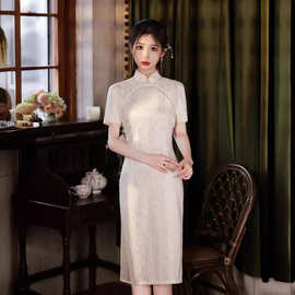 伊美特2024年春季新款蕾丝旗袍日常传统少女连衣裙中国风