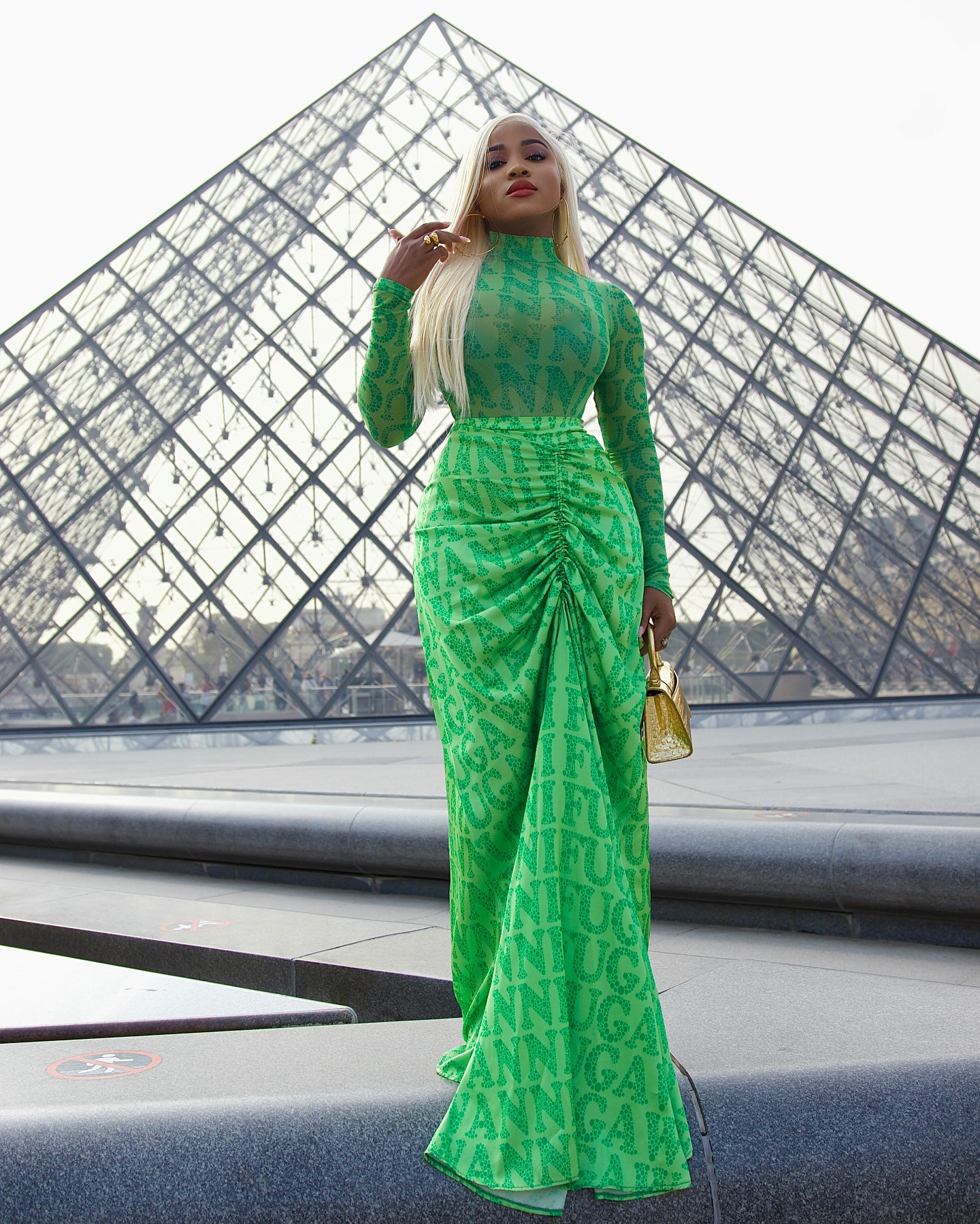 Y6050 Cross-Border European And American Women's Fashion Autumn Winter New Mesh Top Ruched Slim Long Skirt Two-Piece Set_ecoleips.com