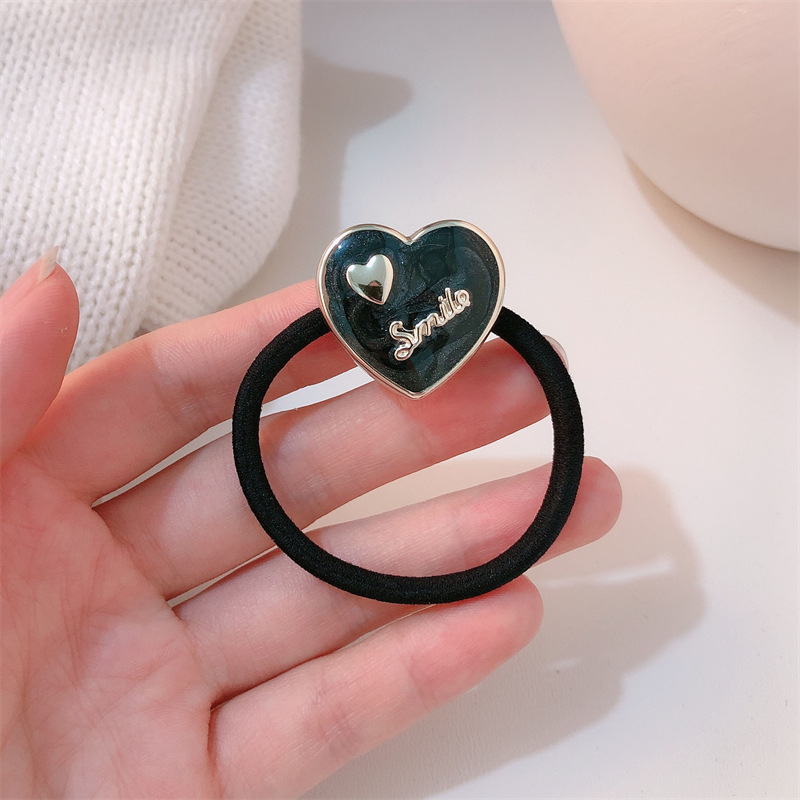 Coreano simple amor letras anillo de pelo de banda de goma de alta elasticidad bola cabeza cabello de cola de cabello cuerda de cabello duradera adornos de cabello