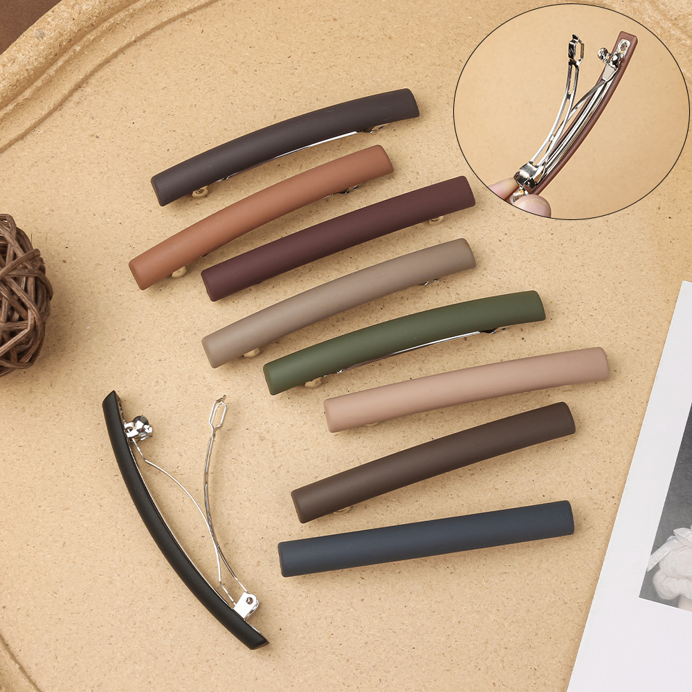 Simple and Elegant Matte Spring Hair Clip for Women, Solid Color Square Spring Steel Clip for Half-Up Hairstyles