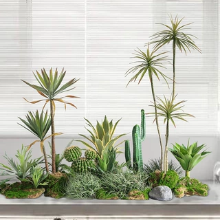 绿植景观仿生植物巴西铁龙舌兰仙人球盆栽展厅软装造景套装高仿真