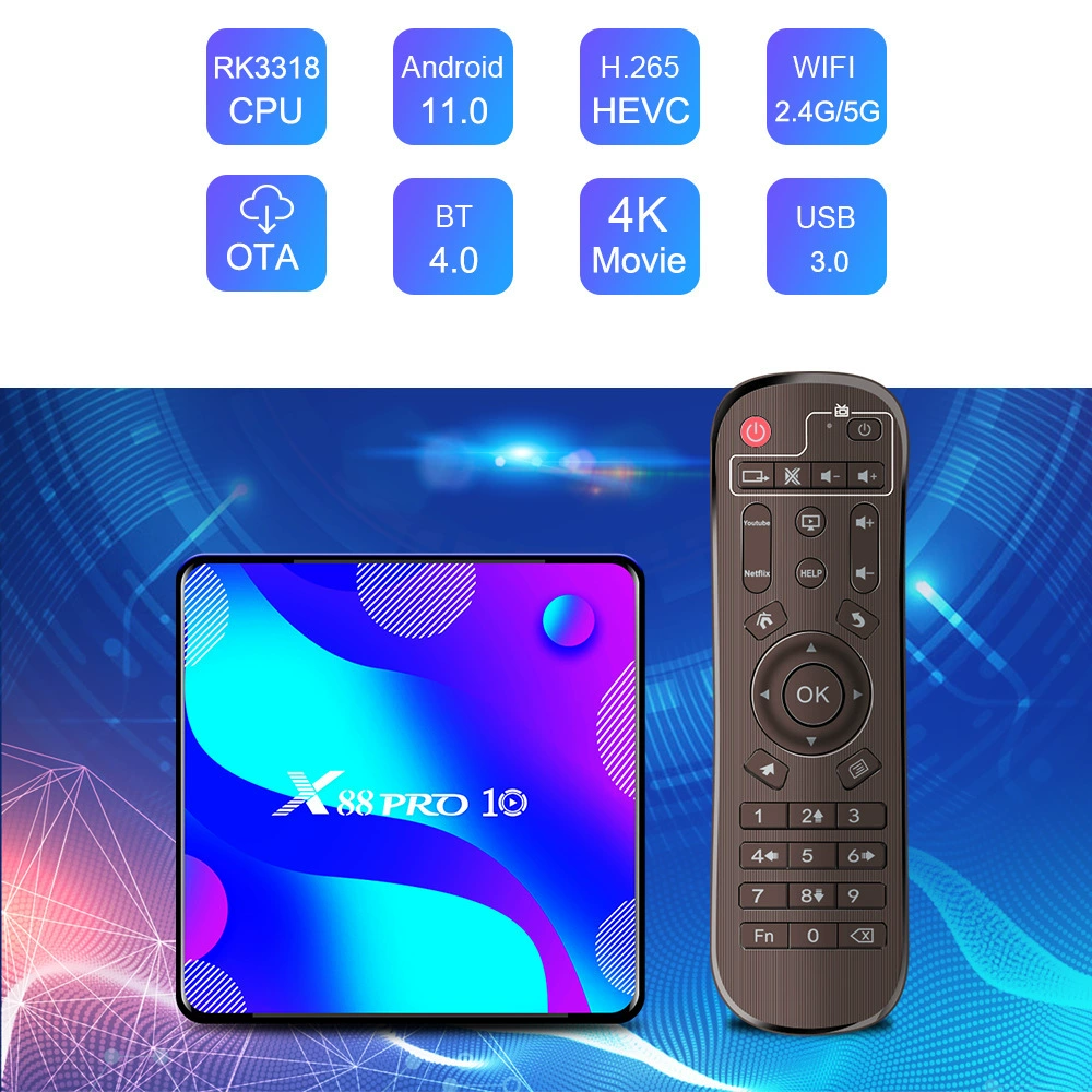 X88pro STB RK3318 Android 10 4k сеть HD BT двойная частота