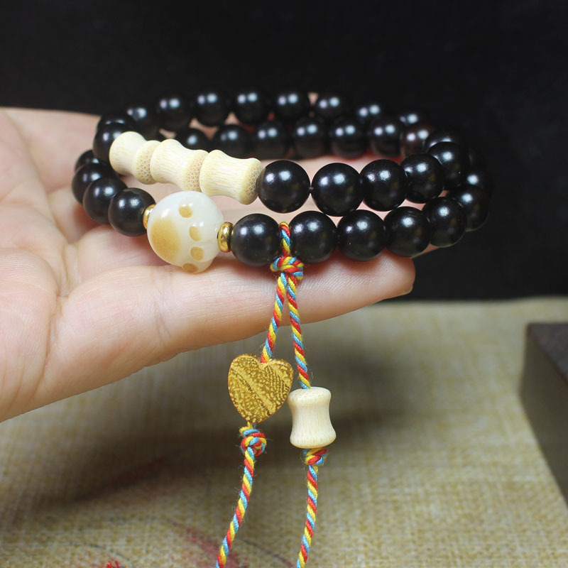 Ebony 8mm double ring bracelet love tassels men's and women's literary play plate play jewelry beads beads wholesale Ebony 8mm double ring bracelet love tassels men's and women's literary play plate play jewelry beads beads wholesale