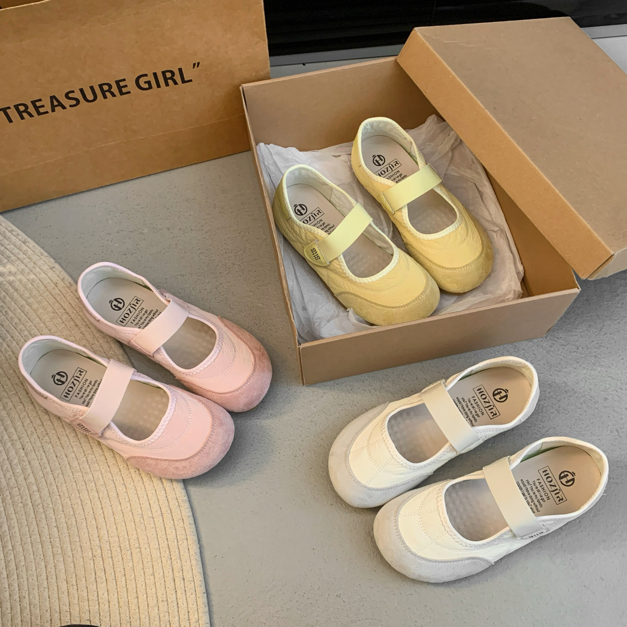 Yellow Retro German Training For Women 2025 Spring New Soft Mary Jane Shoes Thick Sole Breathable Sneakers_vogvips.com