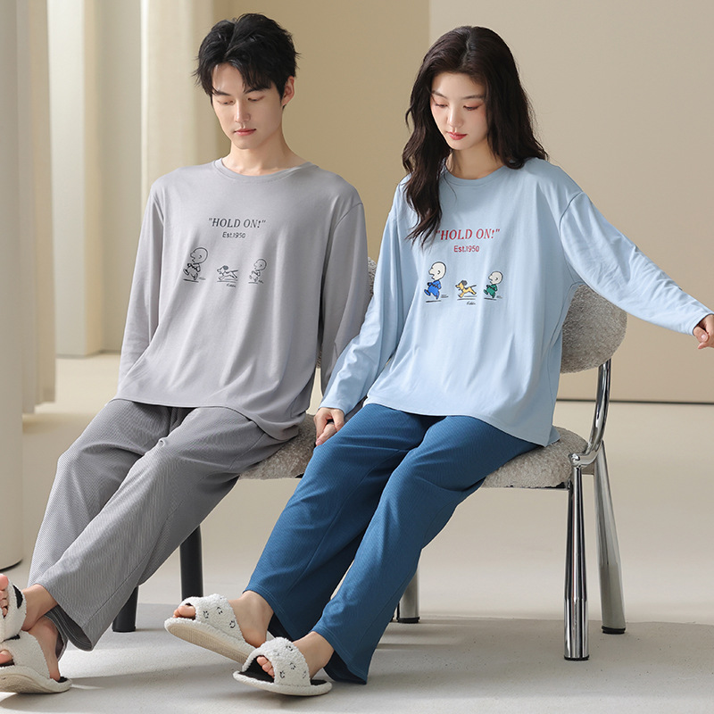 Couple Pajamas Women's 2025 New Spring and Autumn Cartoon Student Modal Cotton Home Clothes Men's Large Size Long Sleeve Suit